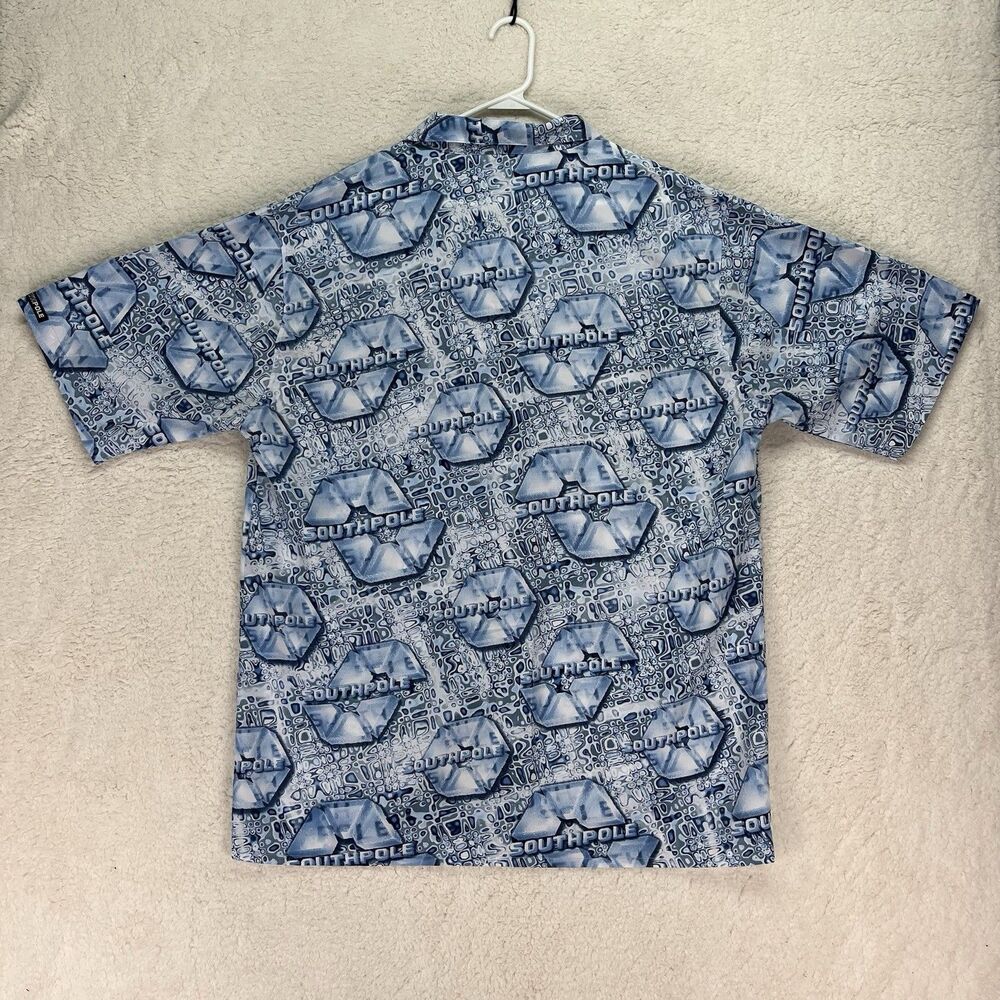 Vintage Southpole Shirt Men XL Blue White All Over‎ Print AOP Y2K Streetwear - Picture 6 of 6